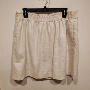 J. Crew Factory Cream Linen Blend Mini City Skirt Sz 14 Preppy Beach Casual